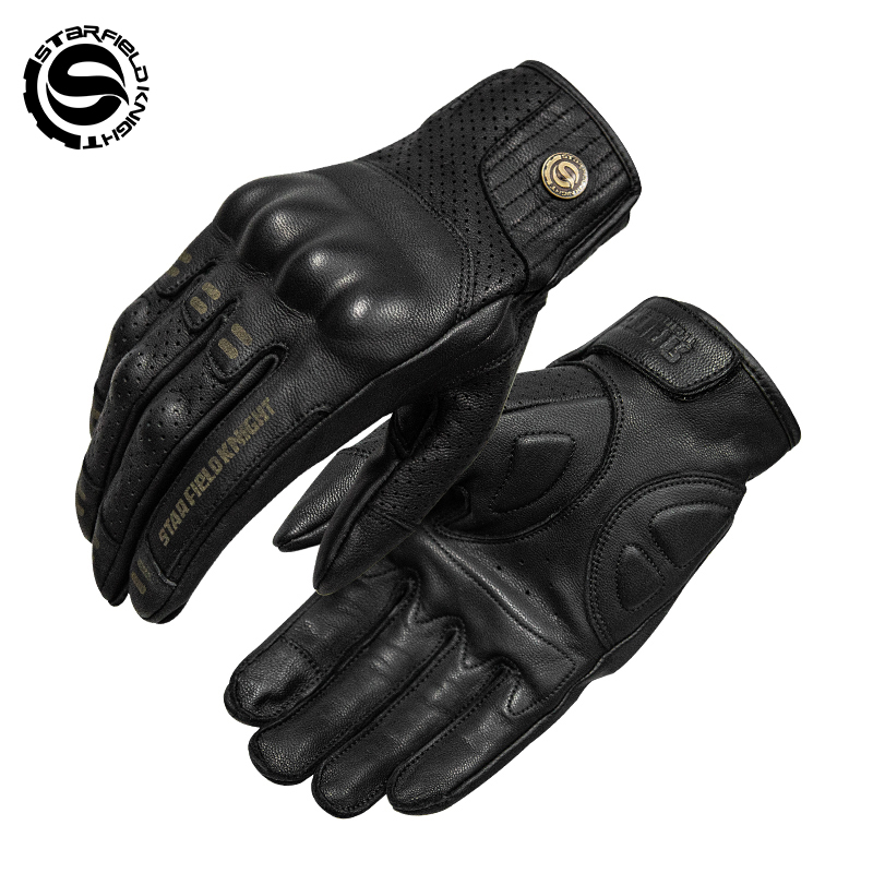 Horse Riding Glove - Guantes de Motociclismo Negros de Piel